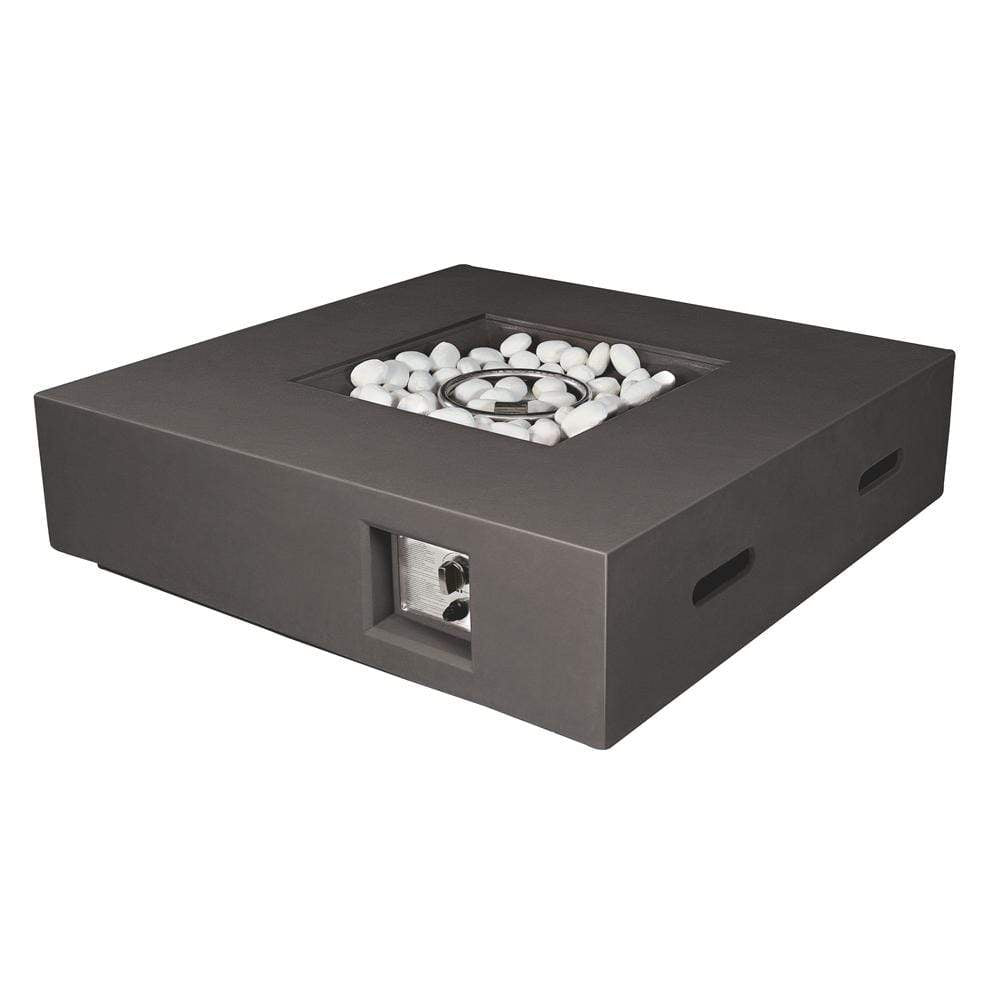 Bell + Modern Firepit Dark Grey Dunes Outdoor Square Gas Fire Pit Table w/ Round Burner Kit