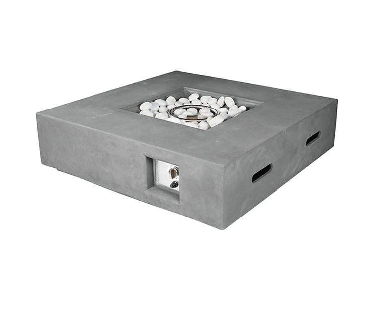 Bell + Modern Firepit Light Grey Dunes Outdoor Square Gas Fire Pit Table w/ Round Burner Kit