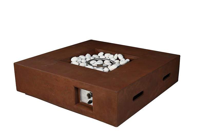 Bell + Modern Firepit Rustic Brown Dunes Outdoor Square Gas Fire Pit Table w/ Round Burner Kit