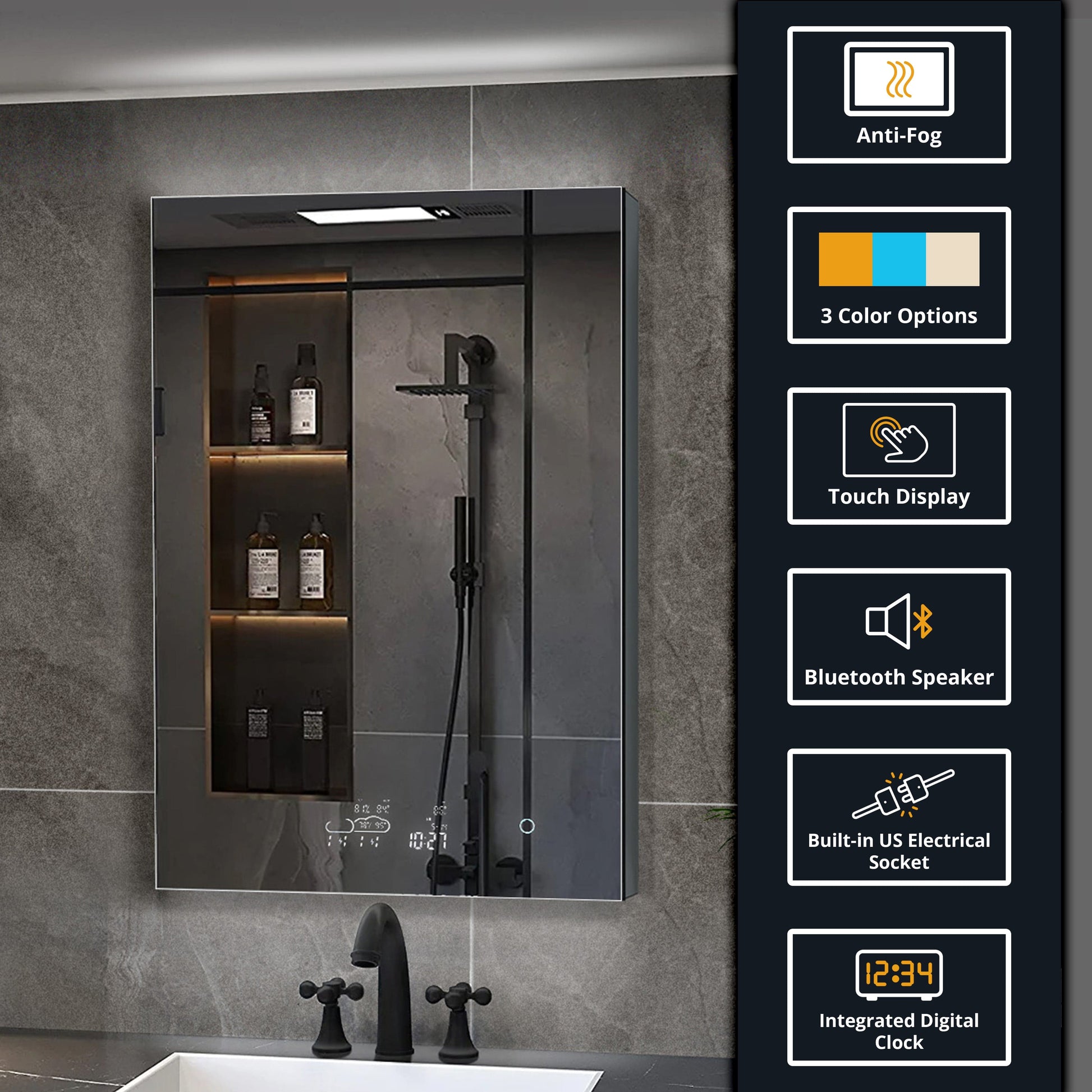 Lexora LED Medicine Cabinet Savera LED Medicine Cabinet w/ Defogger