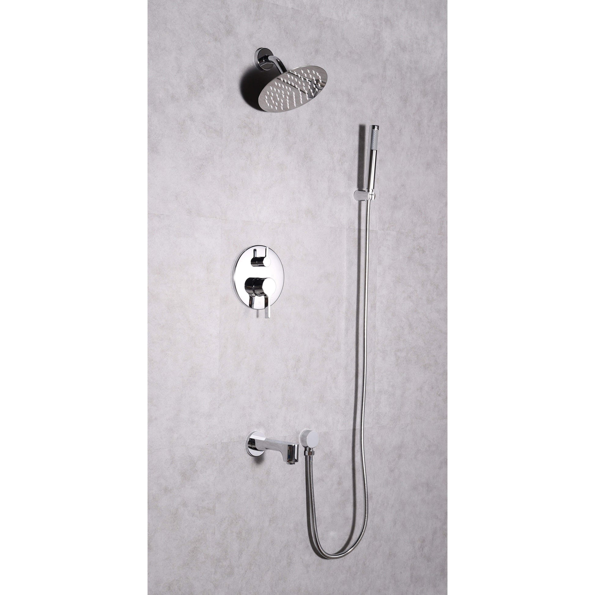 Lexora Shower Salamonio Stainless Steel Round Shower Set Matte Black