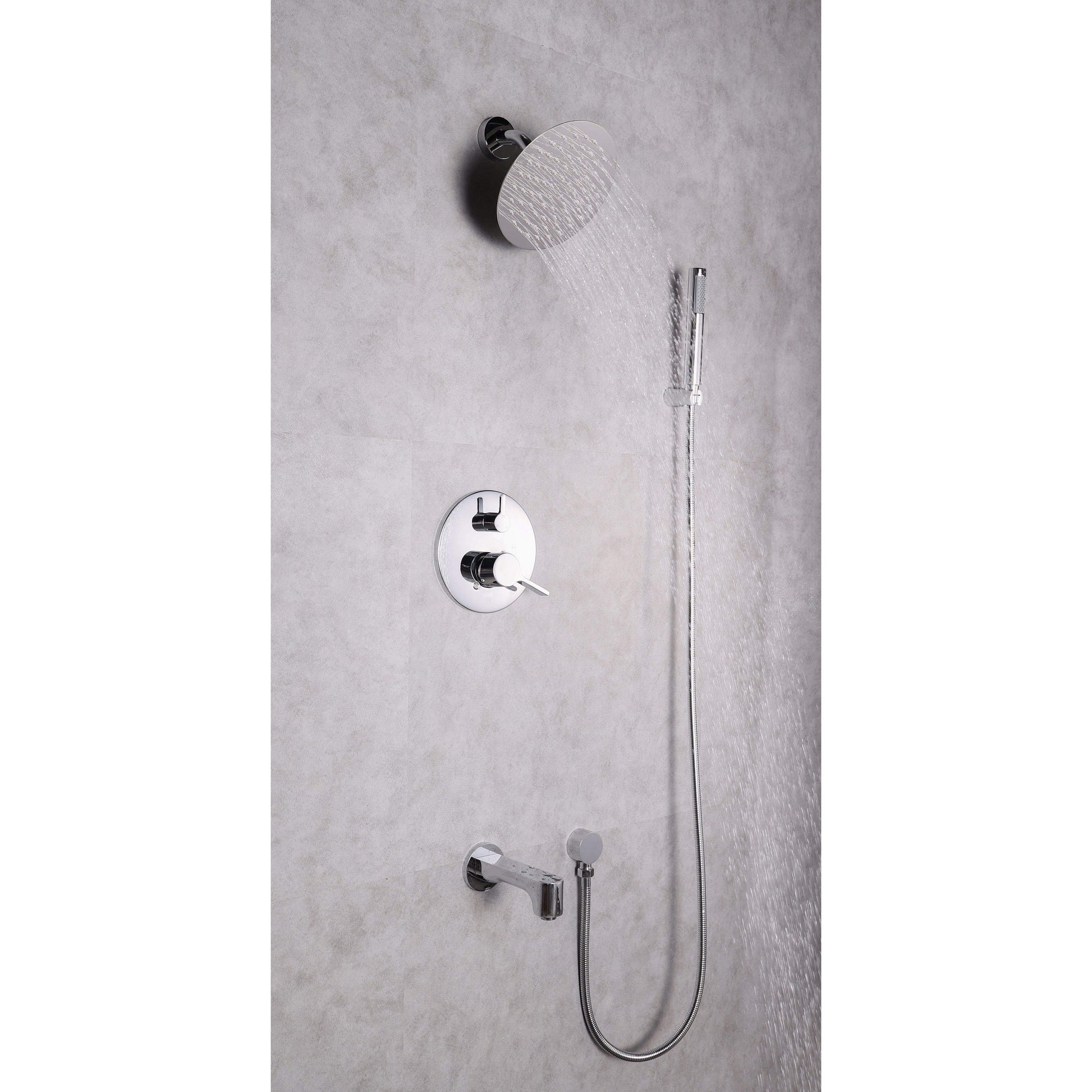 Lexora Shower Salamonio Stainless Steel Round Shower Set