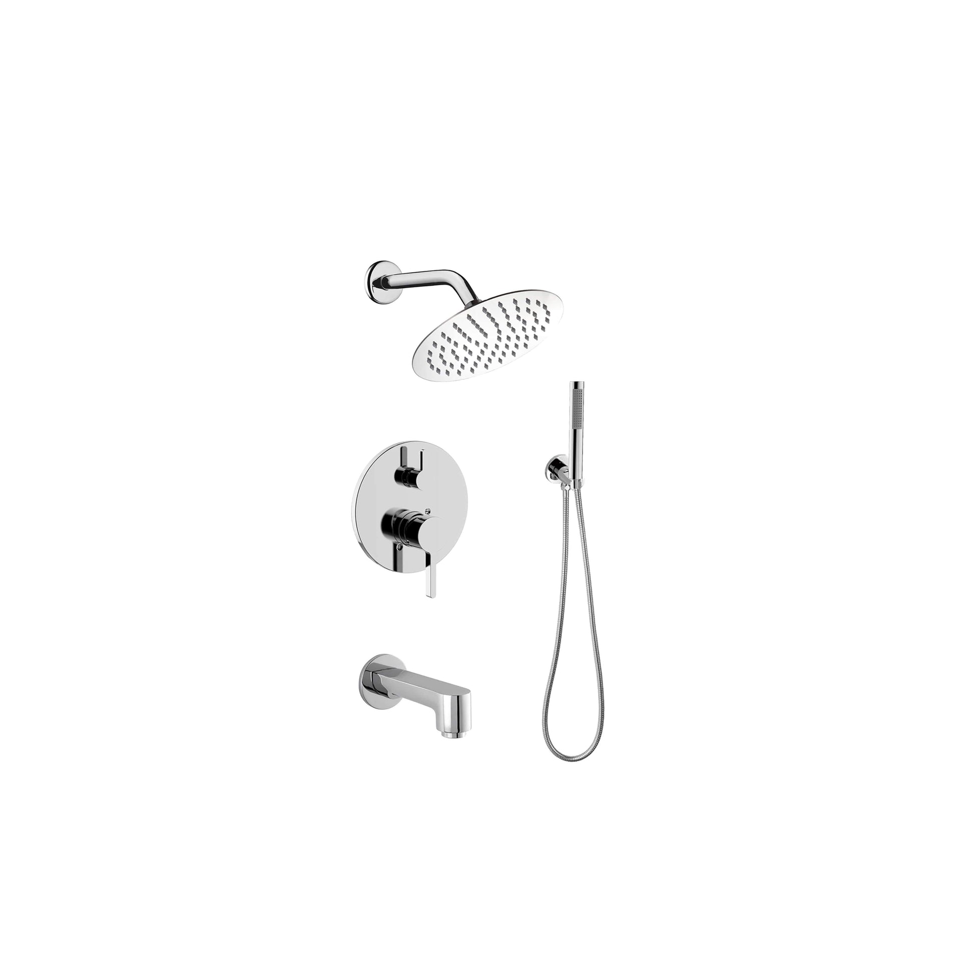 Lexora Shower Salamonio Stainless Steel Round Shower Set Chrome