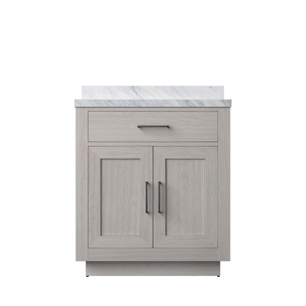 Abbey 30 in W x 22 in. D White Oak Single Bath Vanity and Carrara Marble Top