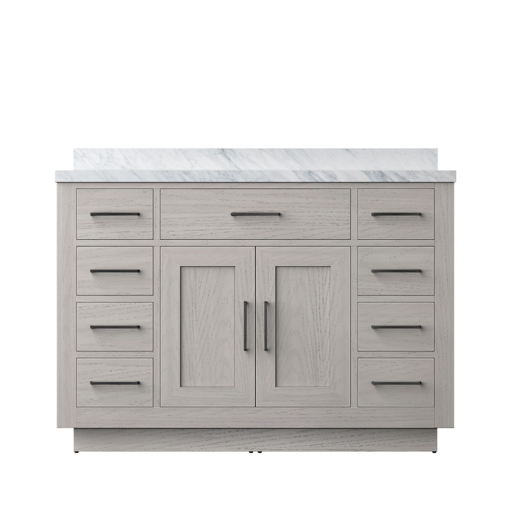 Abbey 48 in W x 22 in. D White Oak Single Bath Vanity and Carrara Marble Top