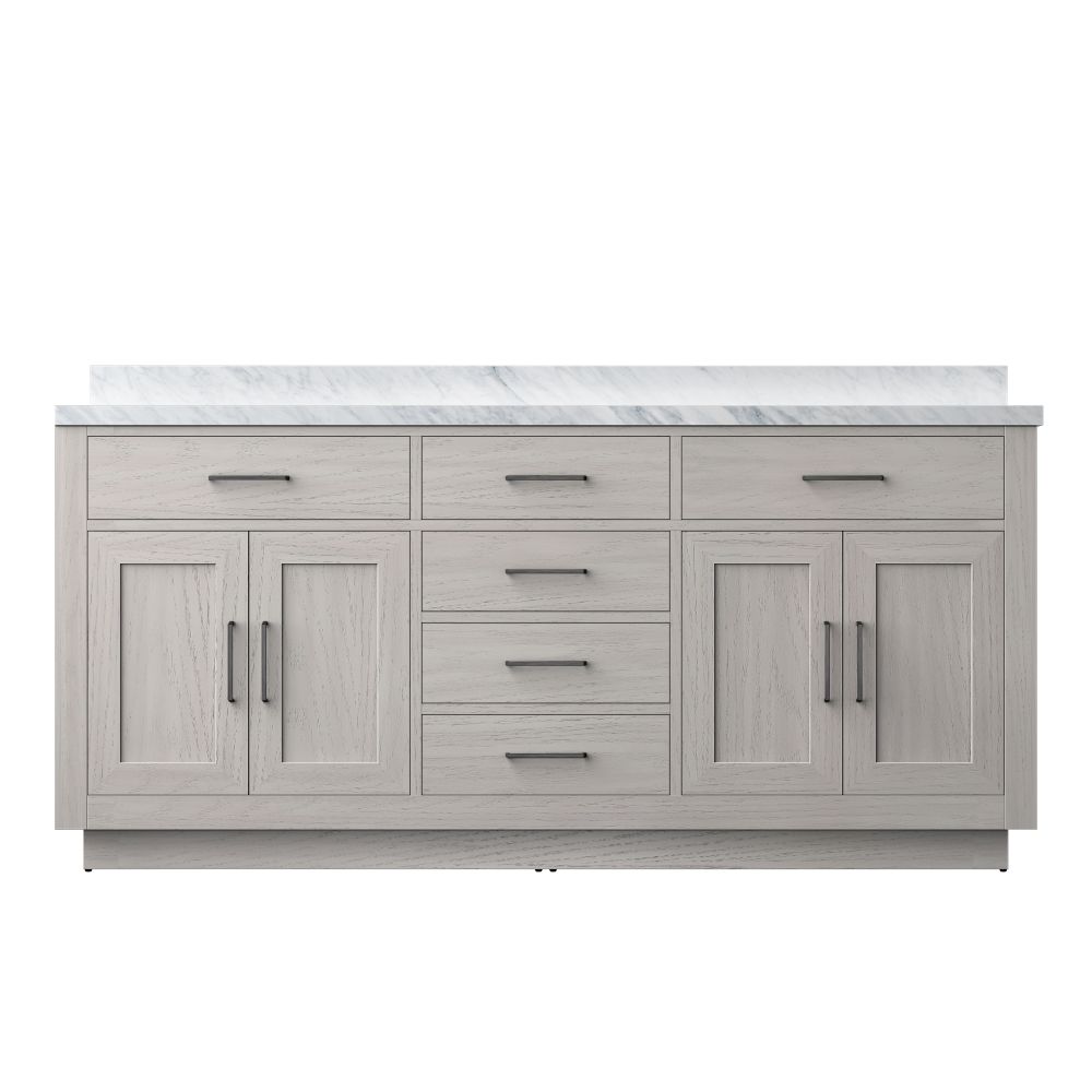Abbey 72 in W x 22 in. D White Oak Double Bath Vanity and Carrara Marble Top