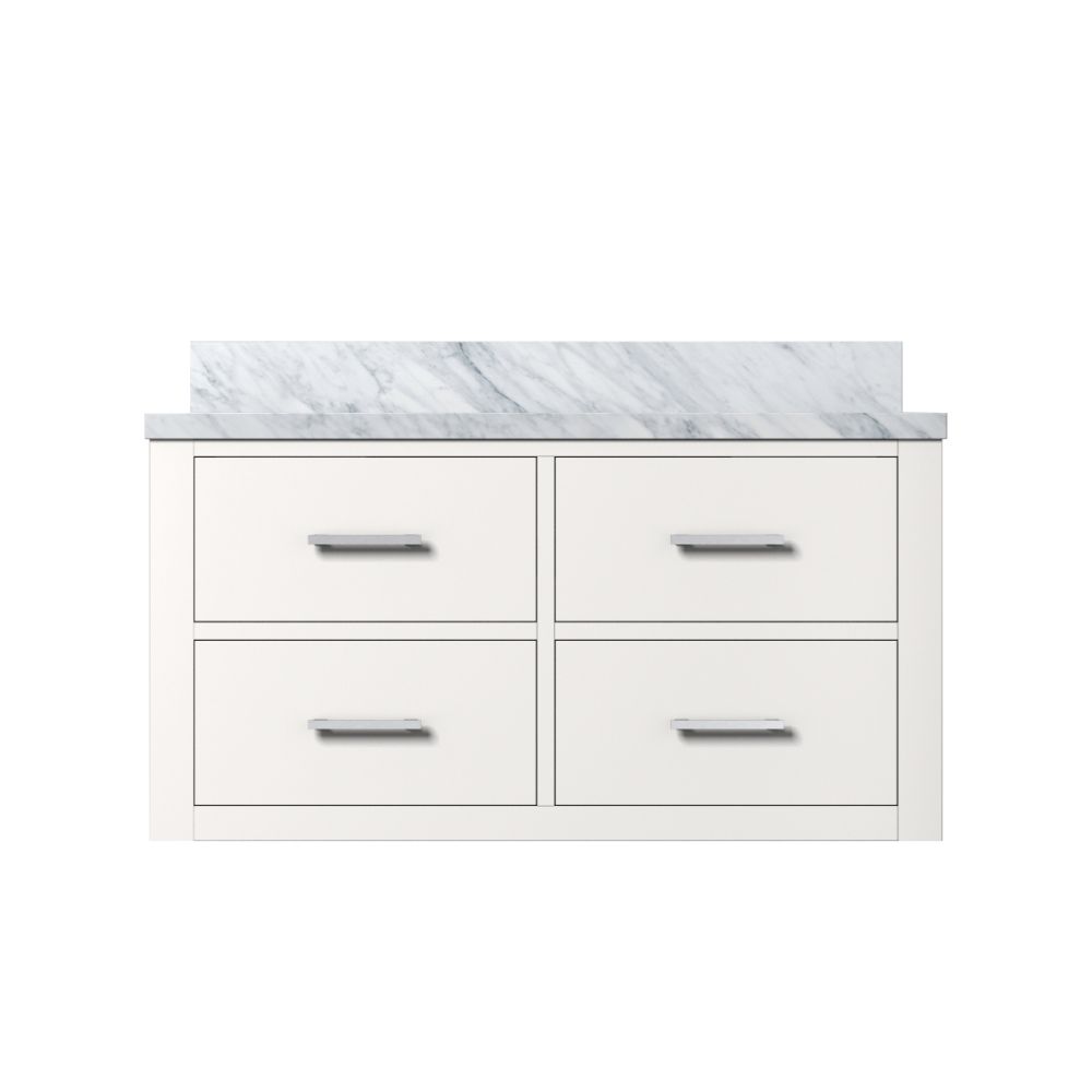 Castor 36 in W x 22 in. D White Double Bath Vanity and Carrara Marble Top
