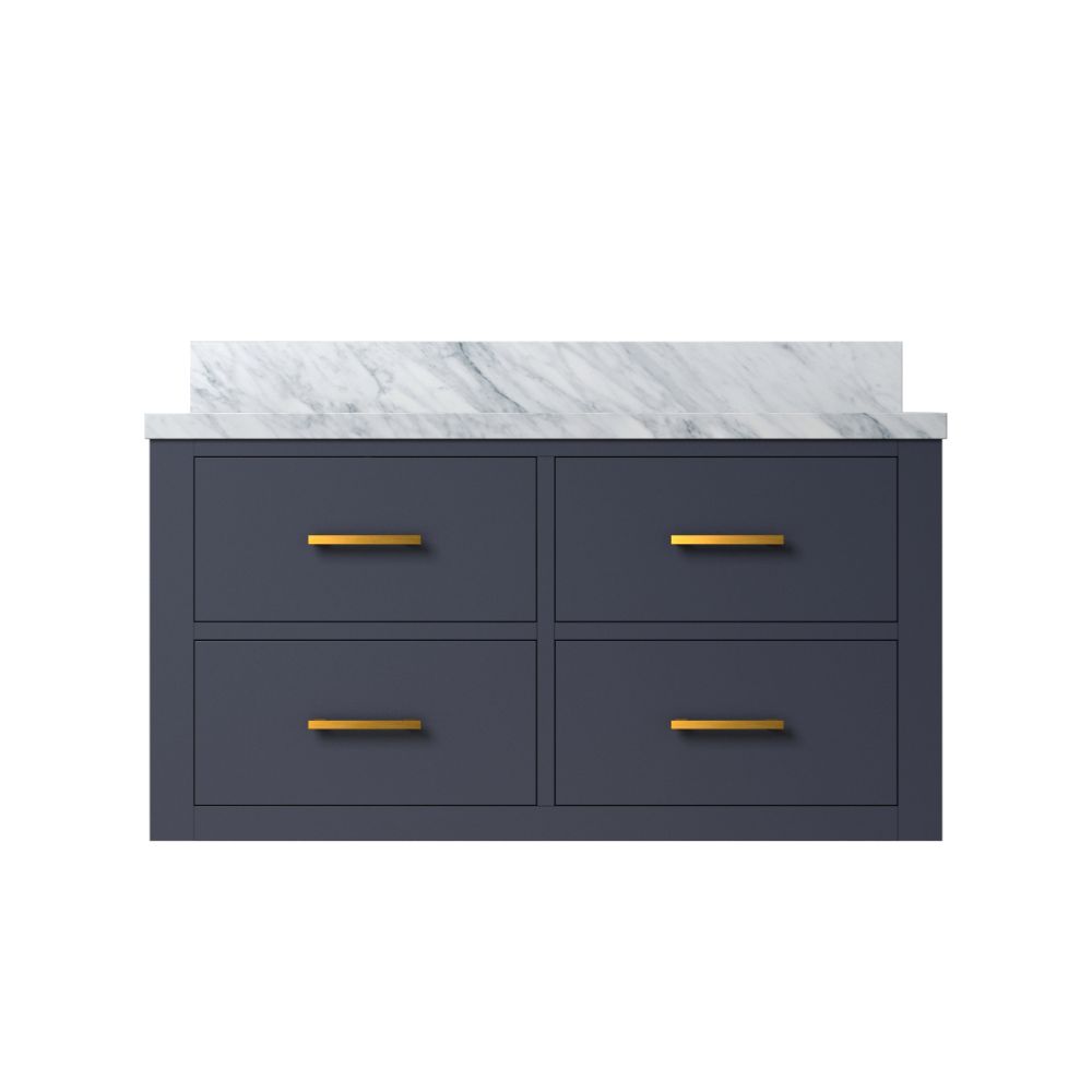 Castor 36 in W x 22 in. D Blue Double Bath Vanity and Carrara Marble Top