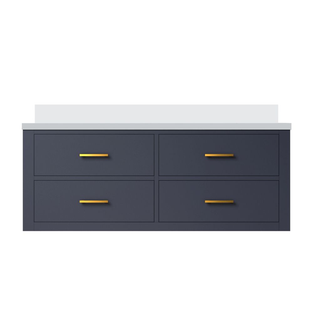 Castor 48 in W x 22 in. D Blue Double Bath Vanity and White Quartz Top