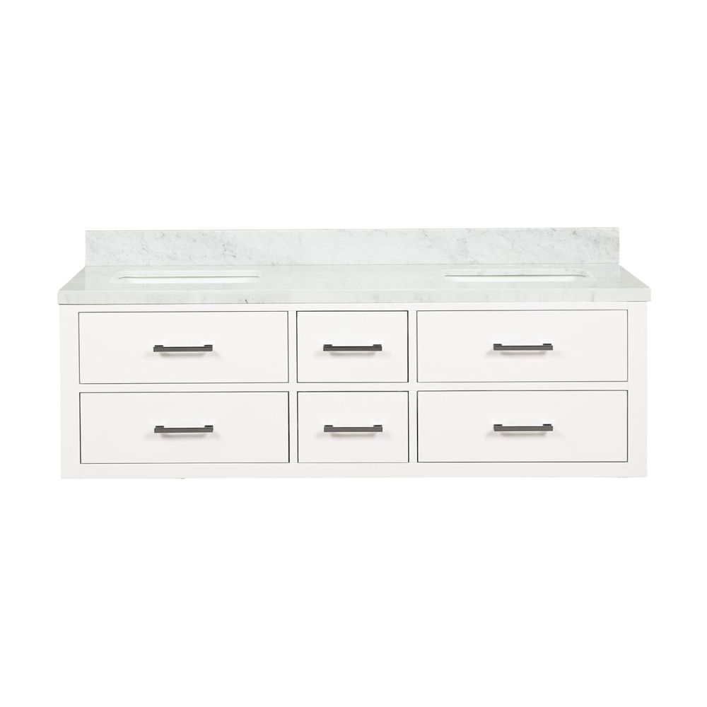 Castor 60 in W x 22 in. D White Double Bath Vanity and Carrara Marble Top