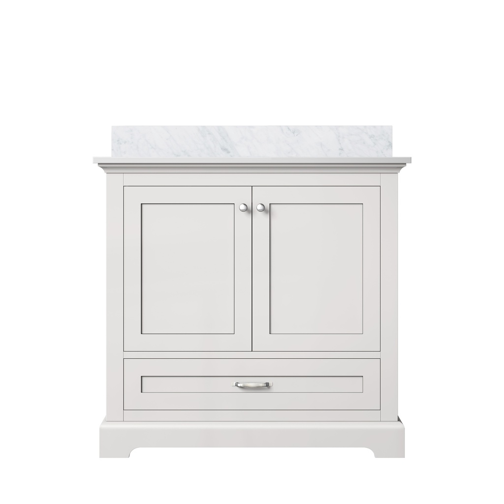 Dukes 36 in. W x 22 in. D White Single Bath Vanity and Carrara Marble Top