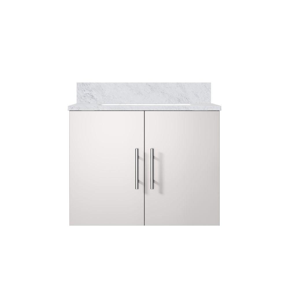 Geneva 24 in. W x 22 in. D Glossy White Bath Vanity and Carrara Marble Top