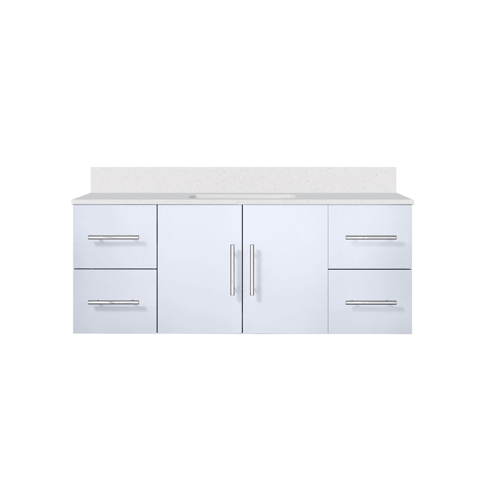 Geneva 48 in. W x 22 in. D Glossy White Bath Vanity and Cultured Marble Top