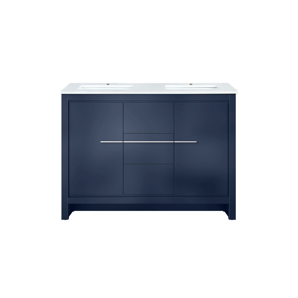 Lafarre 48 in W x 20 in. D Navy Blue Double Bath Vanity and Cultured Marble Top