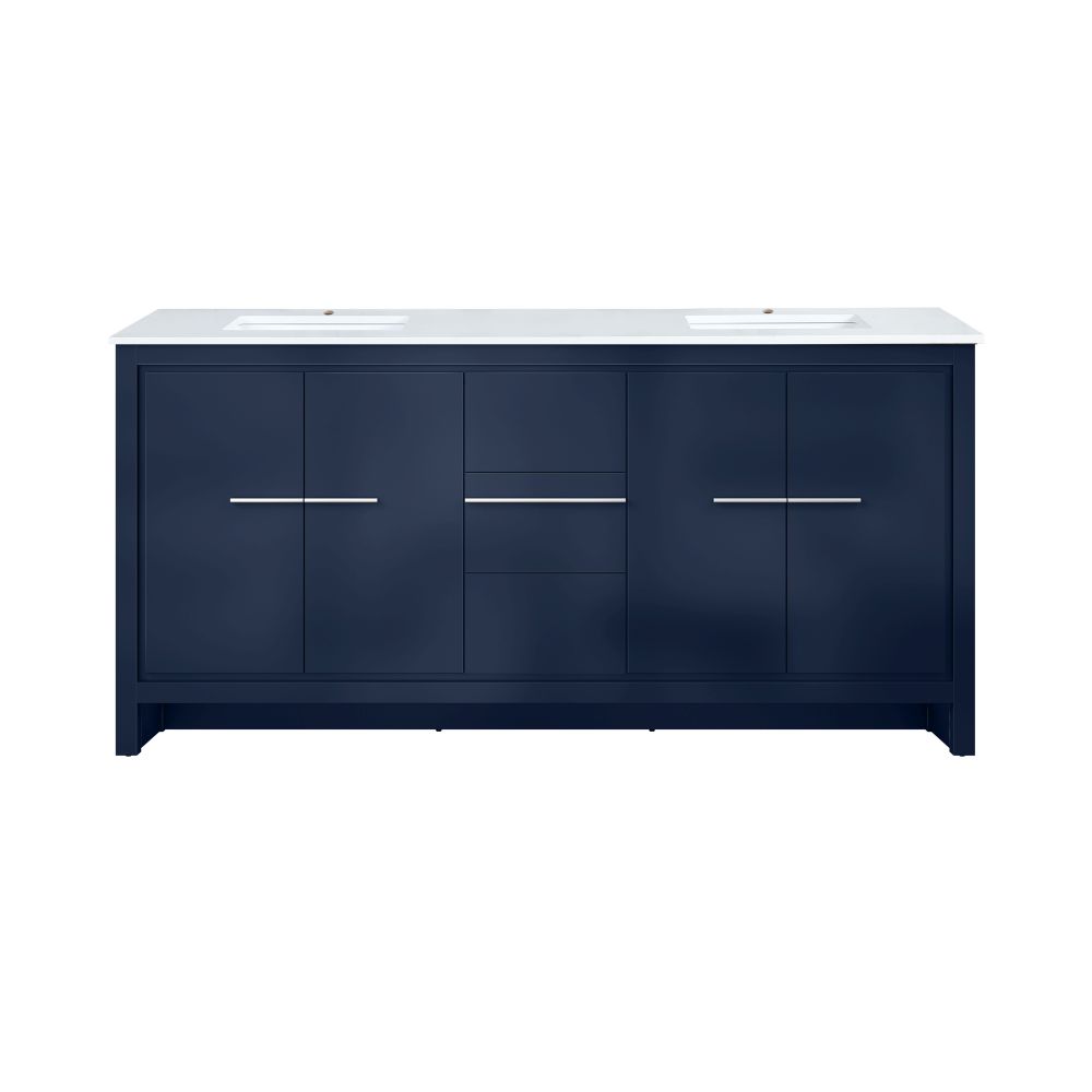 Lafarre 72 in W x 20 in. D Navy Blue Double Bath Vanity and Cultured Marble Top