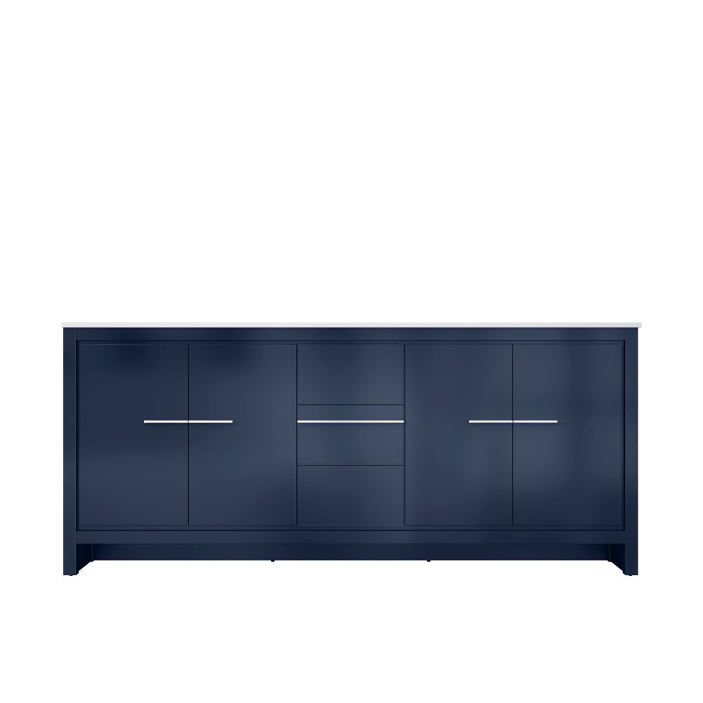 Lafarre 80 in W x 20 in. D Navy Blue Double Bath Vanity and Cultured Marble Top