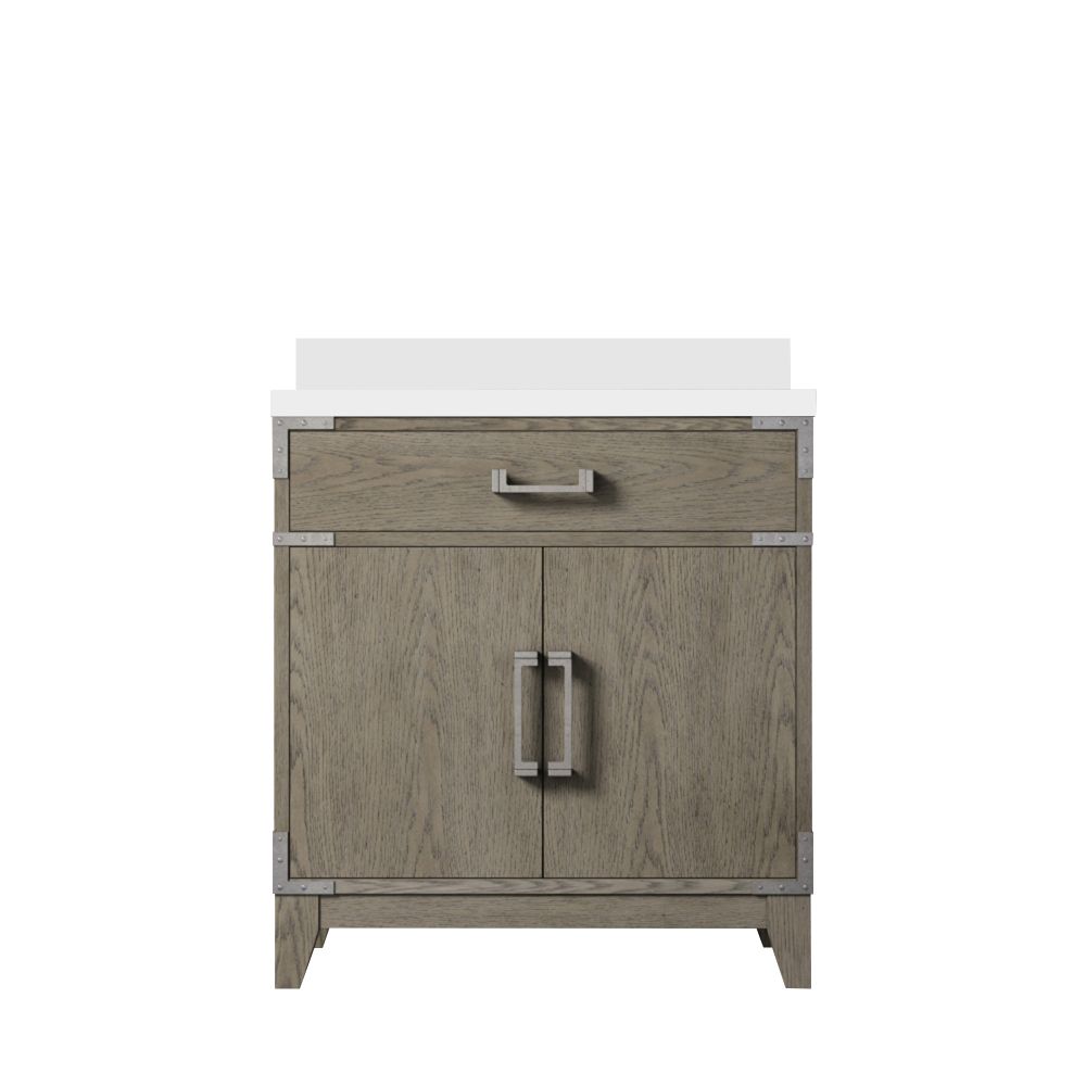 Laurel 30 in W x 22 in. D Grey Oak Single Bath Vanity and White Quartz Top