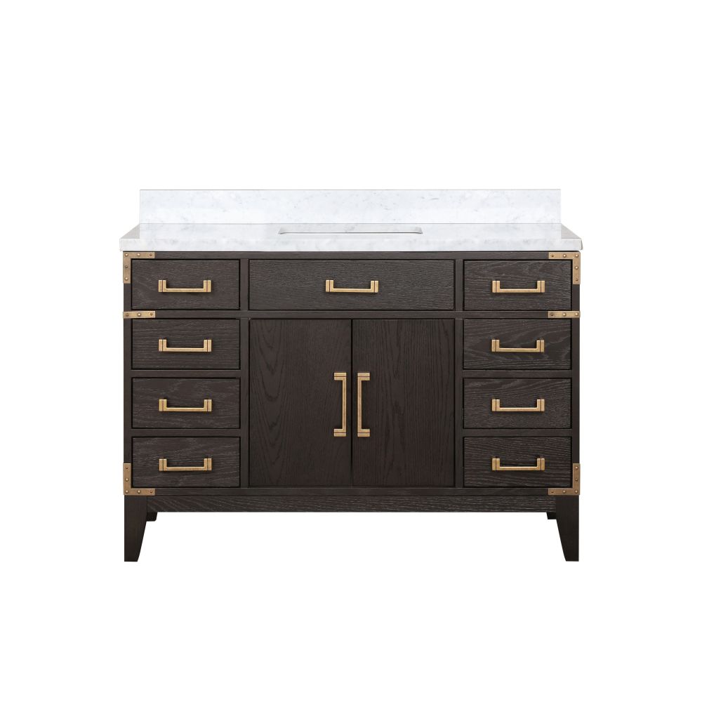 Laurel 48 in W x 22 in. D Brown Oak Single Bath Vanity and Carrara Marble Top