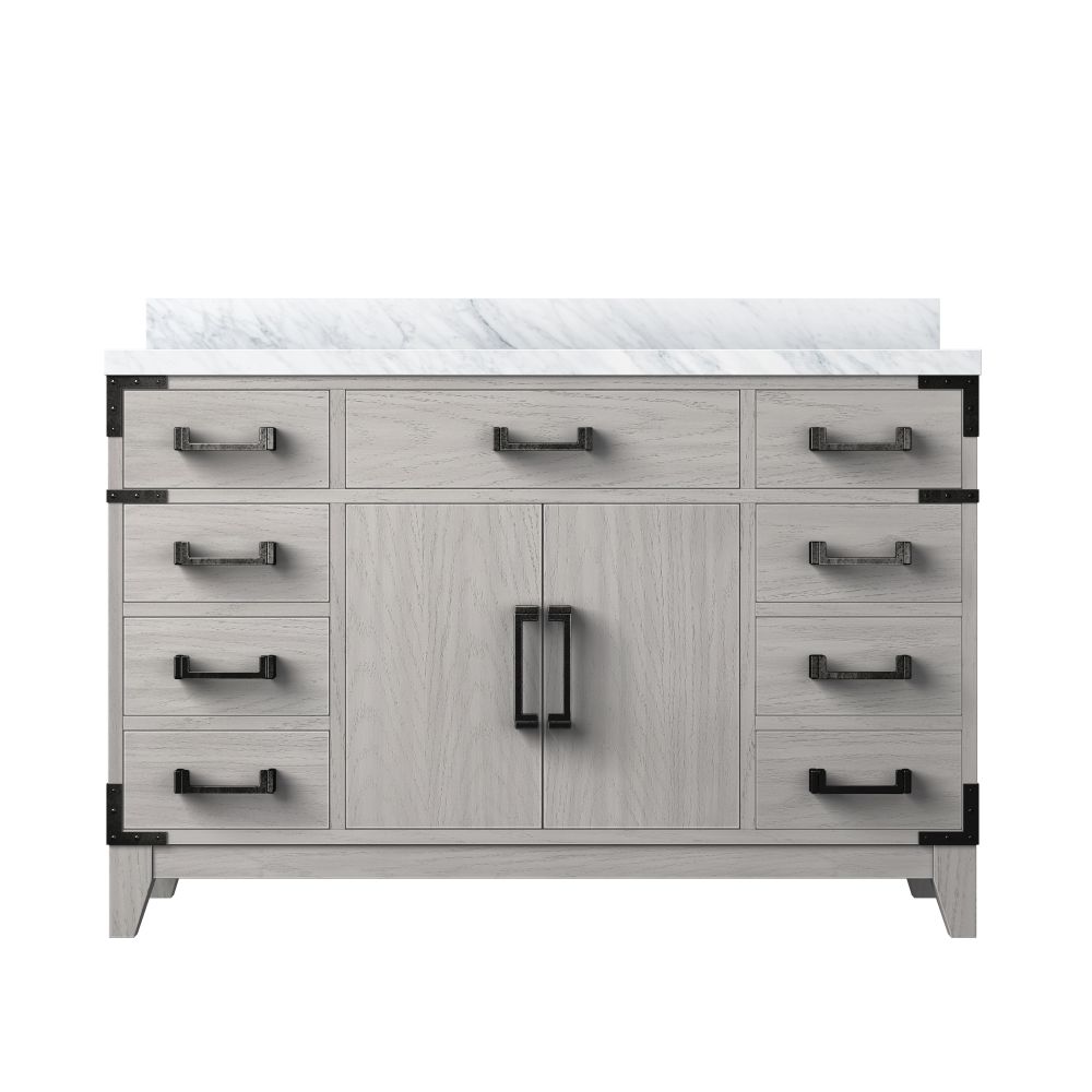 Laurel 48 in W x 22 in. D White Oak Single Bath Vanity and Carrara Marble Top