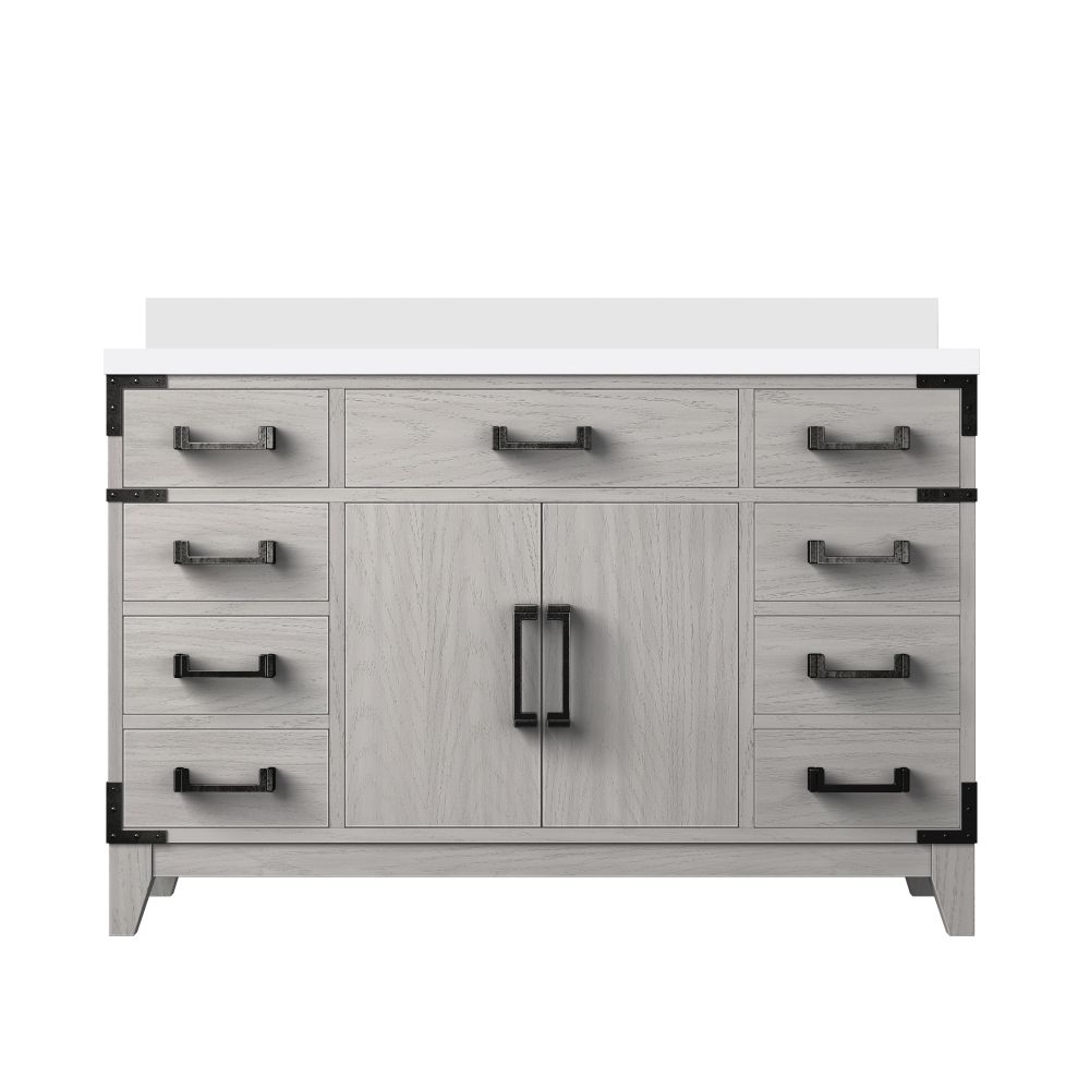 Laurel 48 in W x 22 in. D White Oak Single Bath Vanity and White Quartz Top