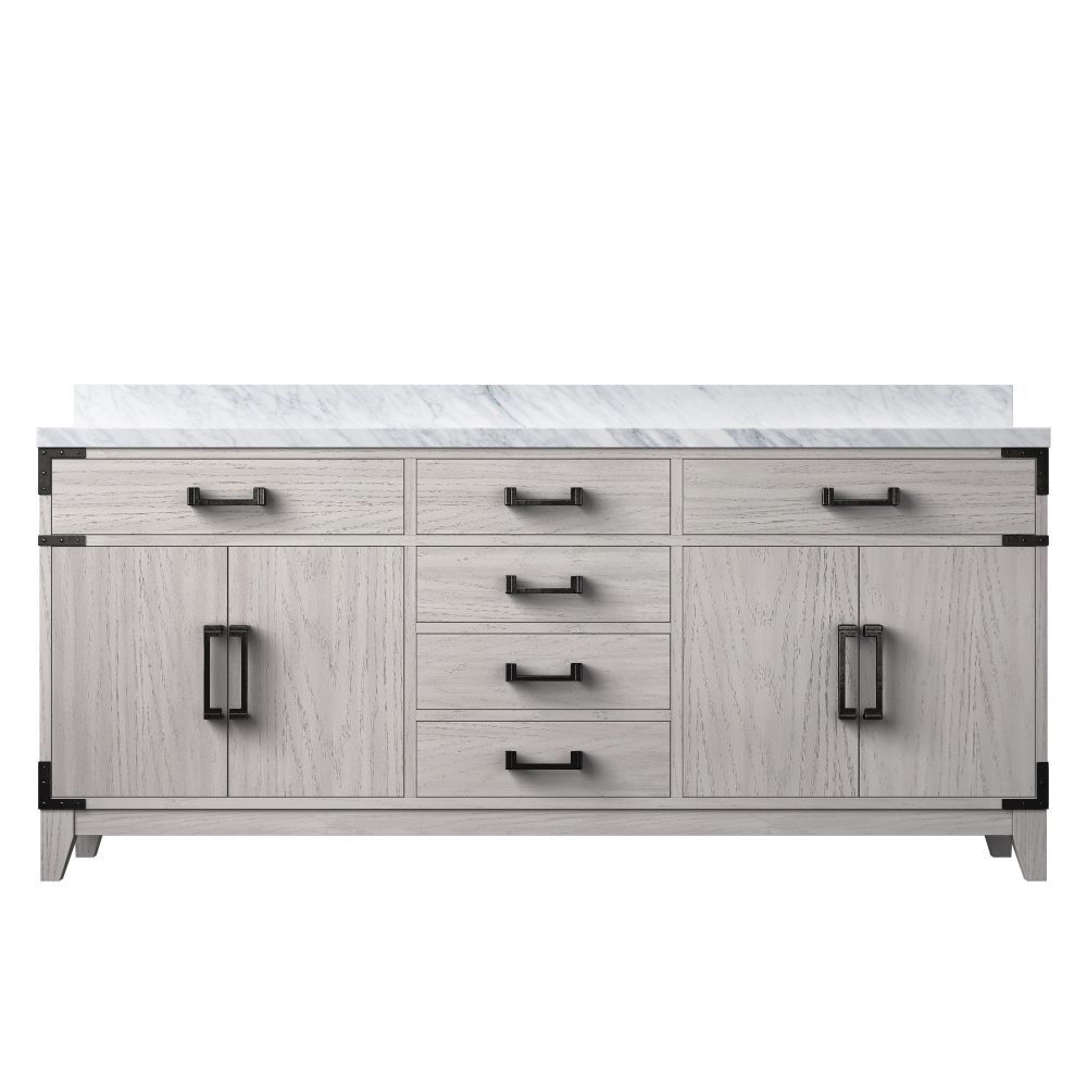 Laurel 72 in W x 22 in. D White Oak Double Bath Vanity and Carrara Marble Top
