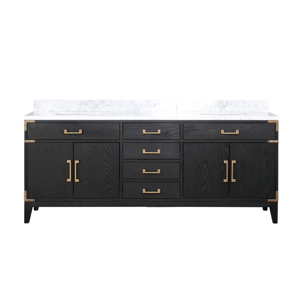 Laurel 80 in W x 22 in. D Black Oak Double Bath Vanity and Carrara Marble Top