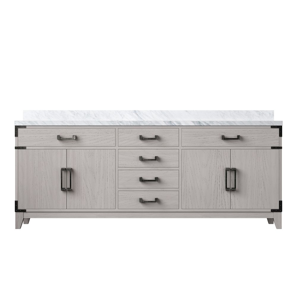 Laurel 80 in W x 22 in. D White Oak Double Bath Vanity and Carrara Marble Top