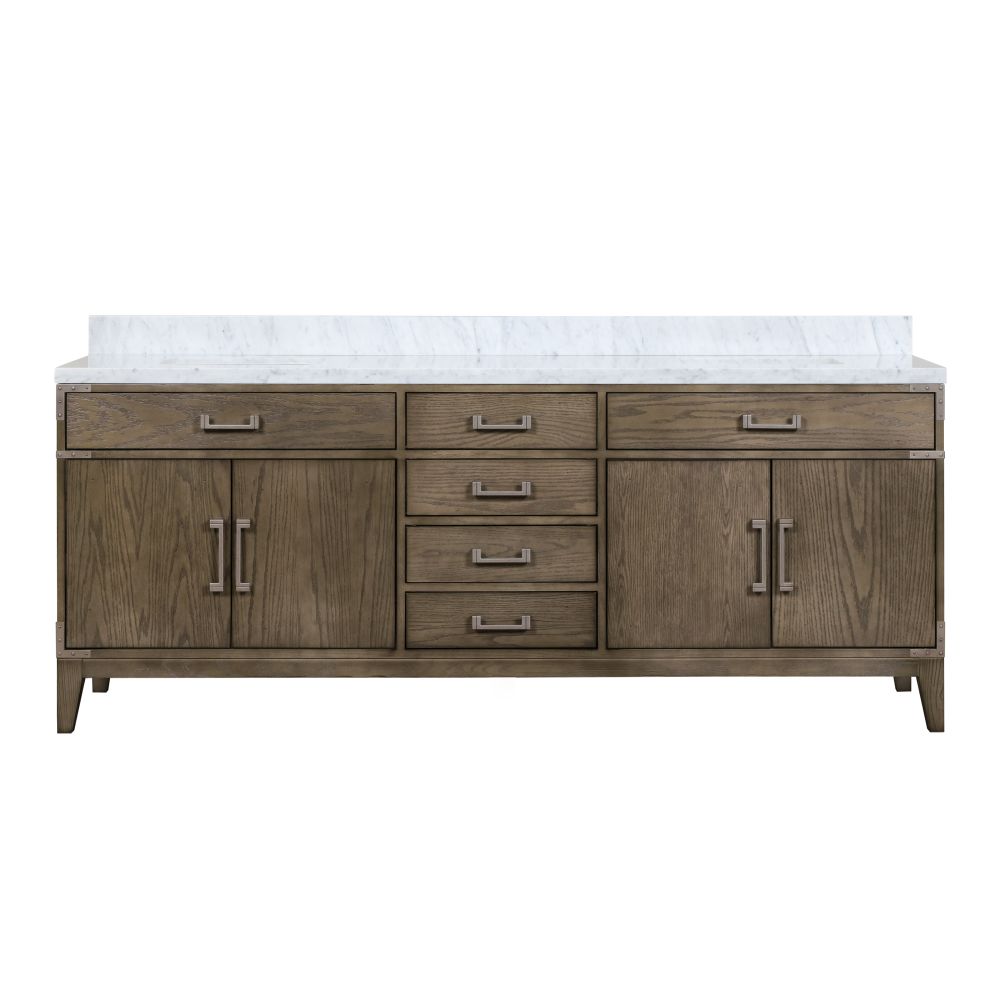 Laurel 84 in W x 22 in. D Grey Oak Double Bath Vanity and Carrara Marble Top
