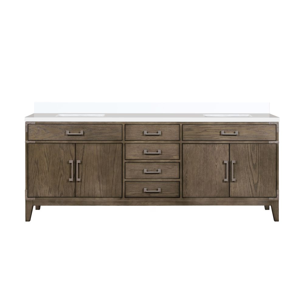 Laurel 84 in W x 22 in. D Grey Oak Double Bath Vanity and Cultured Marble Top