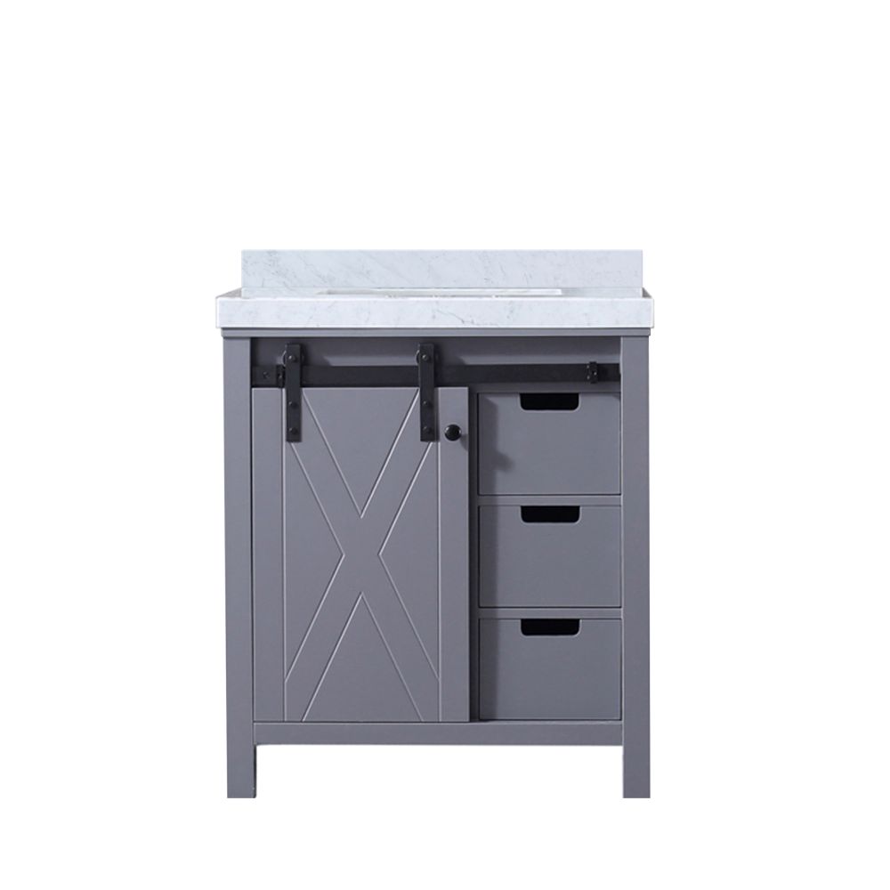Marsyas 30 in W x 22 in. D Dark Grey Bath Vanity and Carrara Marble Countertop