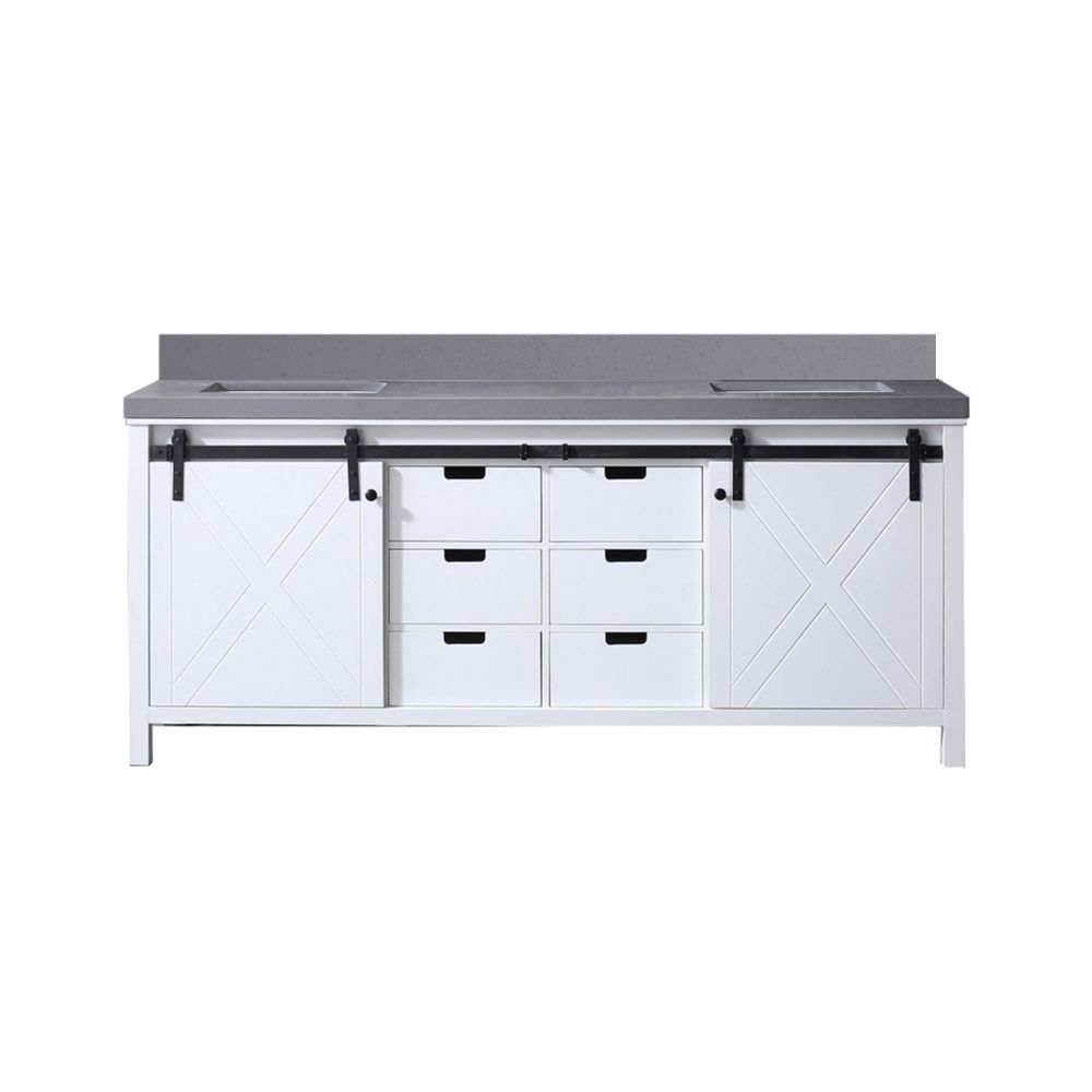 Marsyas 80 in W x 22 in. D White Double Bath Vanity and Grey Quartz Countertop