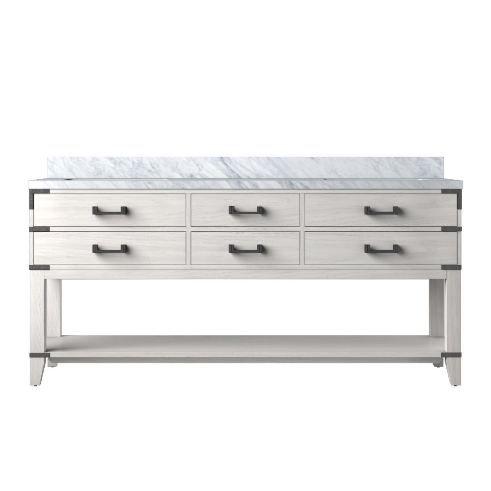 Norwalk 72 in W x 22 in. D White Oak Double Bath Vanity and Carrara Marble Top