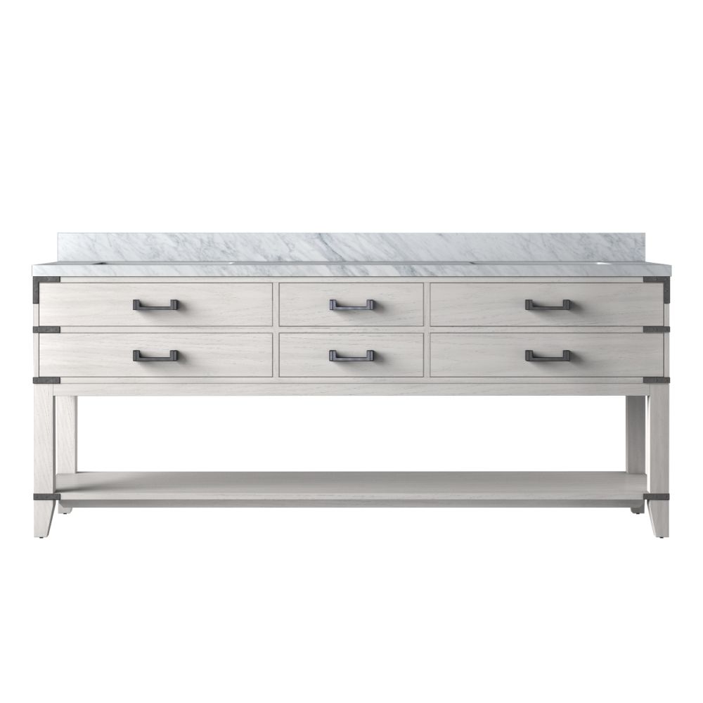 Norwalk 80 in W x 22 in. D White Oak Double Bath Vanity and Carrara Marble Top