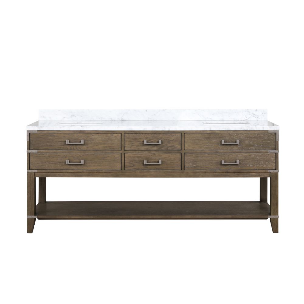 Norwalk 80 in W x 22 in. D Grey Oak Double Bath Vanity and Carrara Marble Top