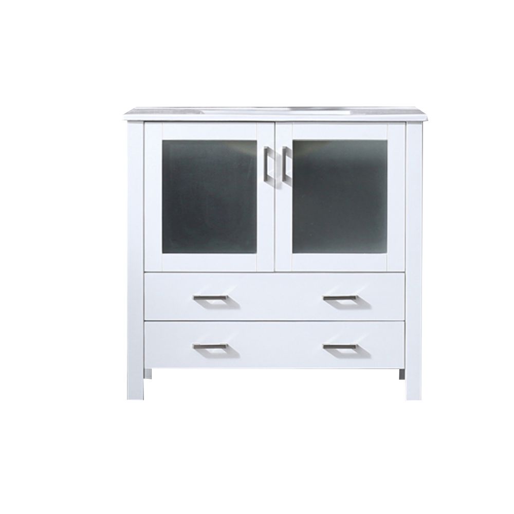 Volez 36 in W x 18.25 in. D White Bath Vanity and White Ceramic Top