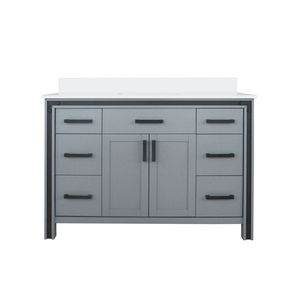 Ziva 48 in W x 22 in. D Dark Grey Bath Vanity and Cultured Marble Top