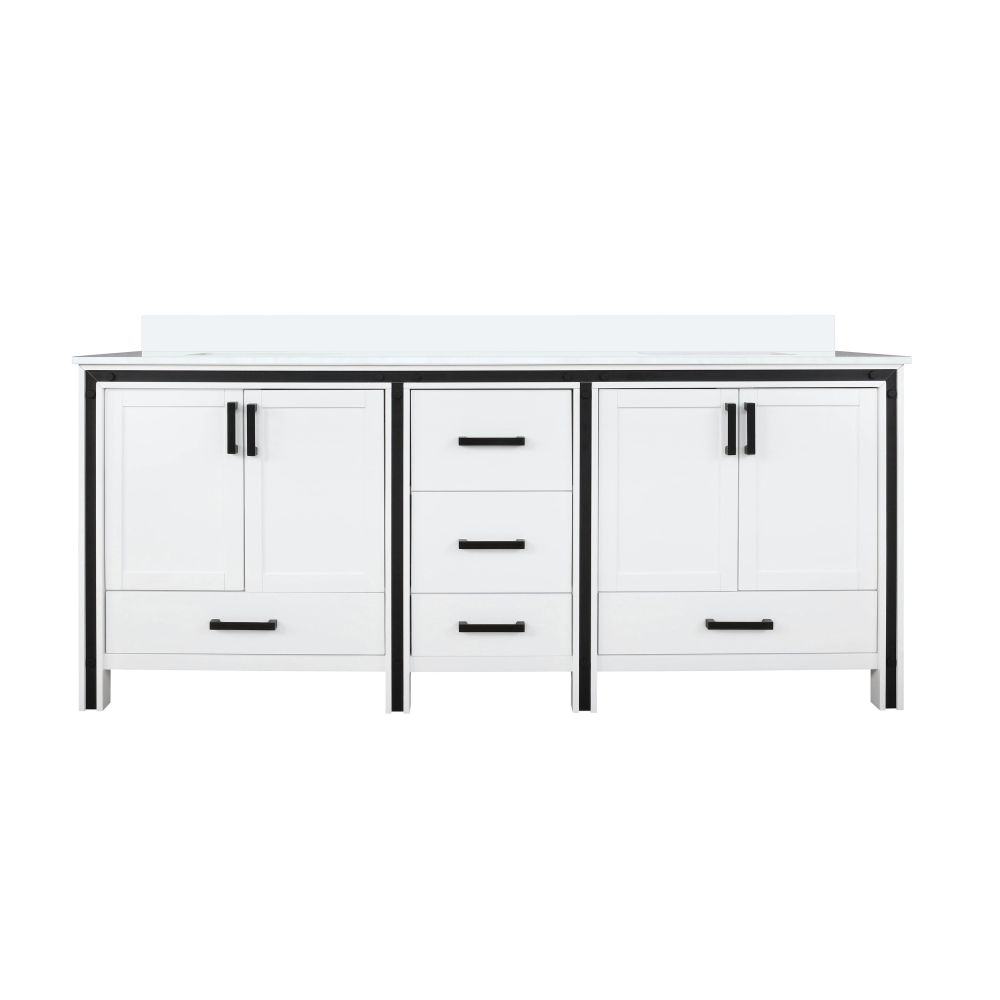Ziva 72 in W x 22 in. D White Double Bath Vanity and Cultured Marble Top