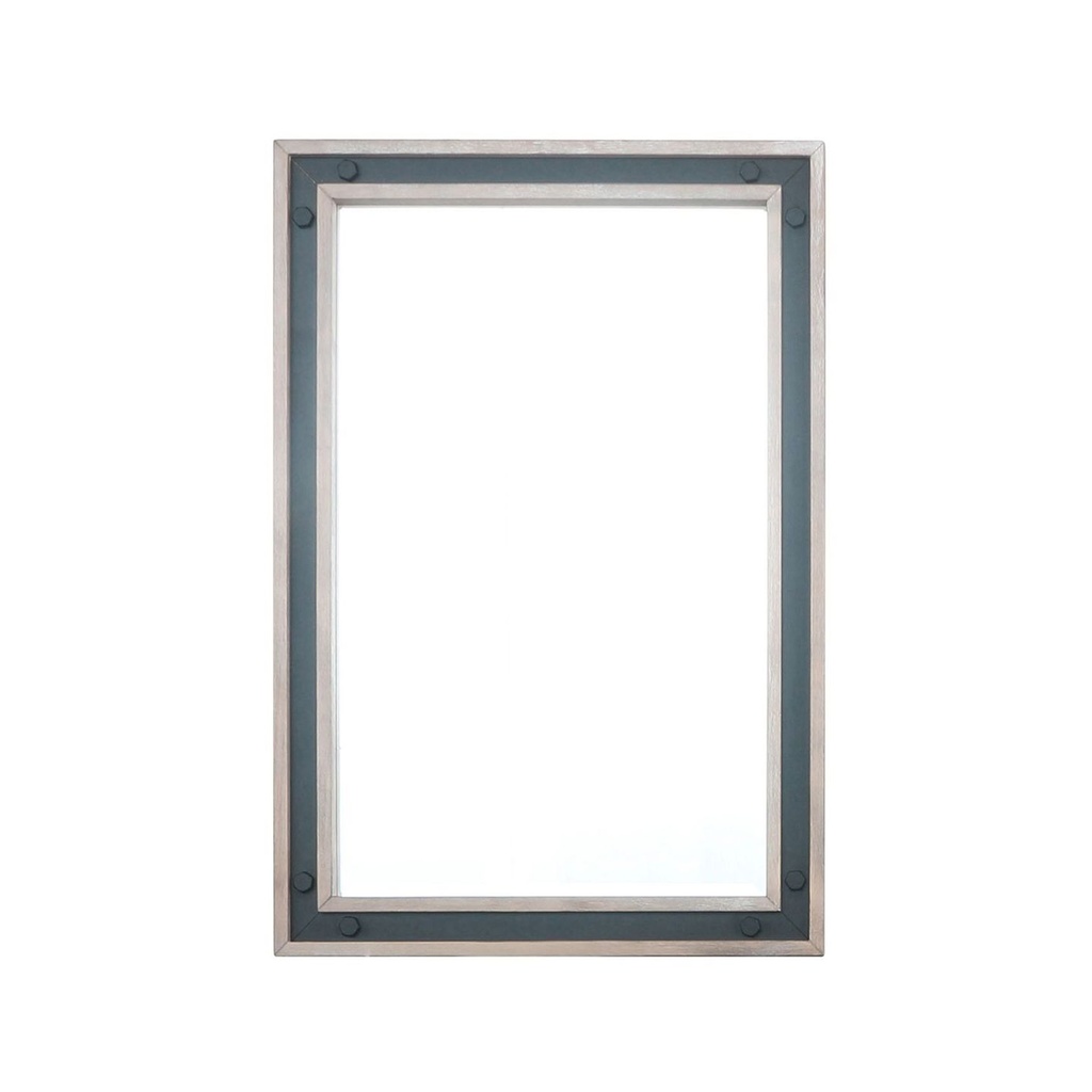 Ziva 22 in W x 32 in H Rustic Barnwood Mirror with Black Metal Inlay
