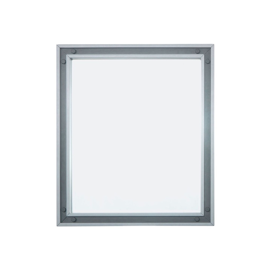 Ziva 30 in W x 32 in H Dark Grey Mirror with Black Metal Inlay