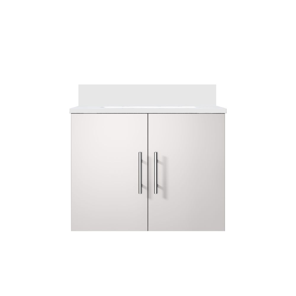 Geneva 24 in. W x 22 in. D Glossy White Bath Vanity and Cultured Marble Top