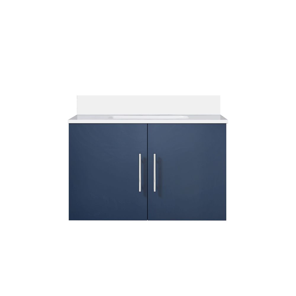 Geneva 30 in. W x 22 in. D Navy Blue Bath Vanity and Cultured Marble Top