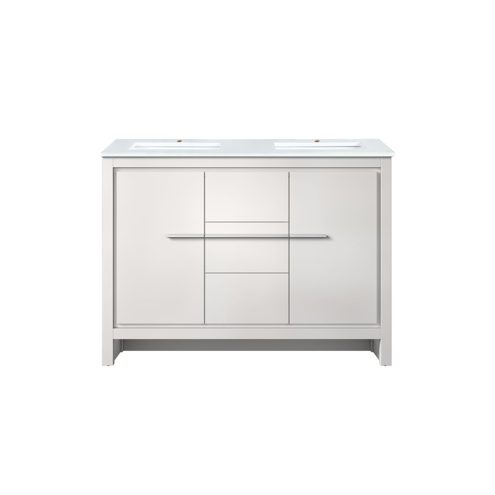 Lafarre 48 in W x 20 in. D White Double Bath Vanity and Cultured Marble Top