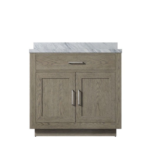 [LVA36SR100] Abbey 36 in W x 22 in. D Grey Oak Single Bath Vanity and Carrara Marble Top