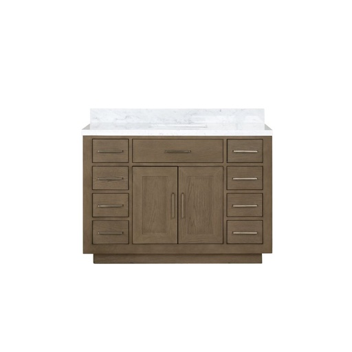 [LVA48SR100] Abbey 48 in W x 22 in. D Grey Oak Single Bath Vanity and Carrara Marble Top