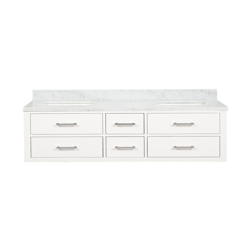 [LVC72DA100] Castor 72 in W x 22 in. D White Double Bath Vanity and Carrara Marble Top