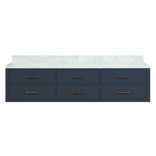 [LVC80DE100] Castor 80 in W x 22 in. D Blue Double Bath Vanity and Carrara Marble Top