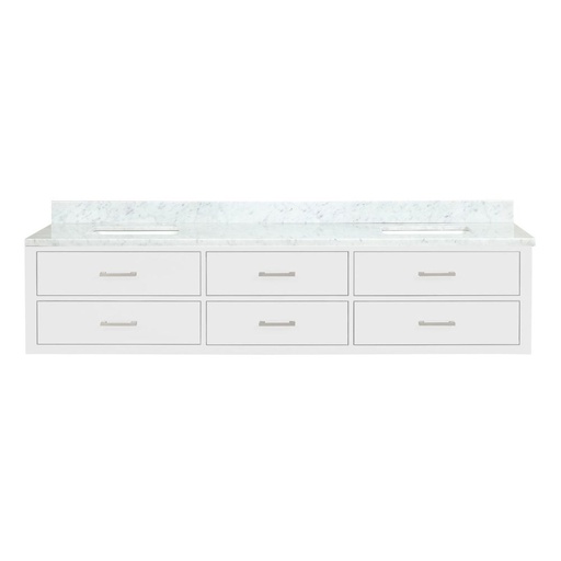 [LVC84DA100] Castor 84 in W x 22 in. D White Double Bath Vanity and Carrara Marble Top