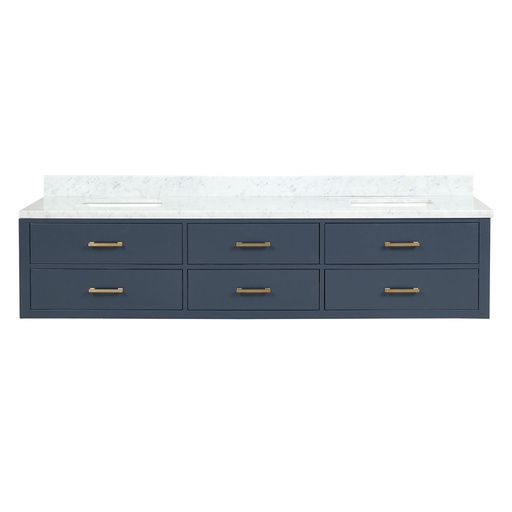 [LVC84DE100] Castor 84 in W x 22 in. D Blue Double Bath Vanity and Carrara Marble Top