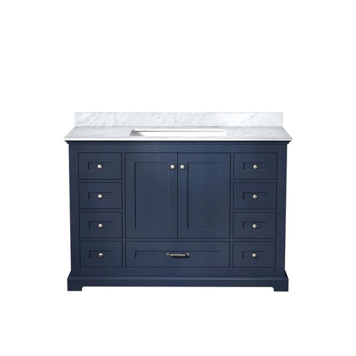 [LVD48SE100] Dukes 48 in. W x 22 in. D Navy Blue Single Bath Vanity and Carrara Marble Top