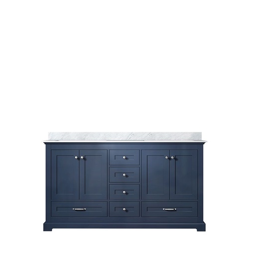 [LVD60DE100] Dukes 60 in. W x 22 in. D Navy Blue Double Bath Vanity and Carrara Marble Top